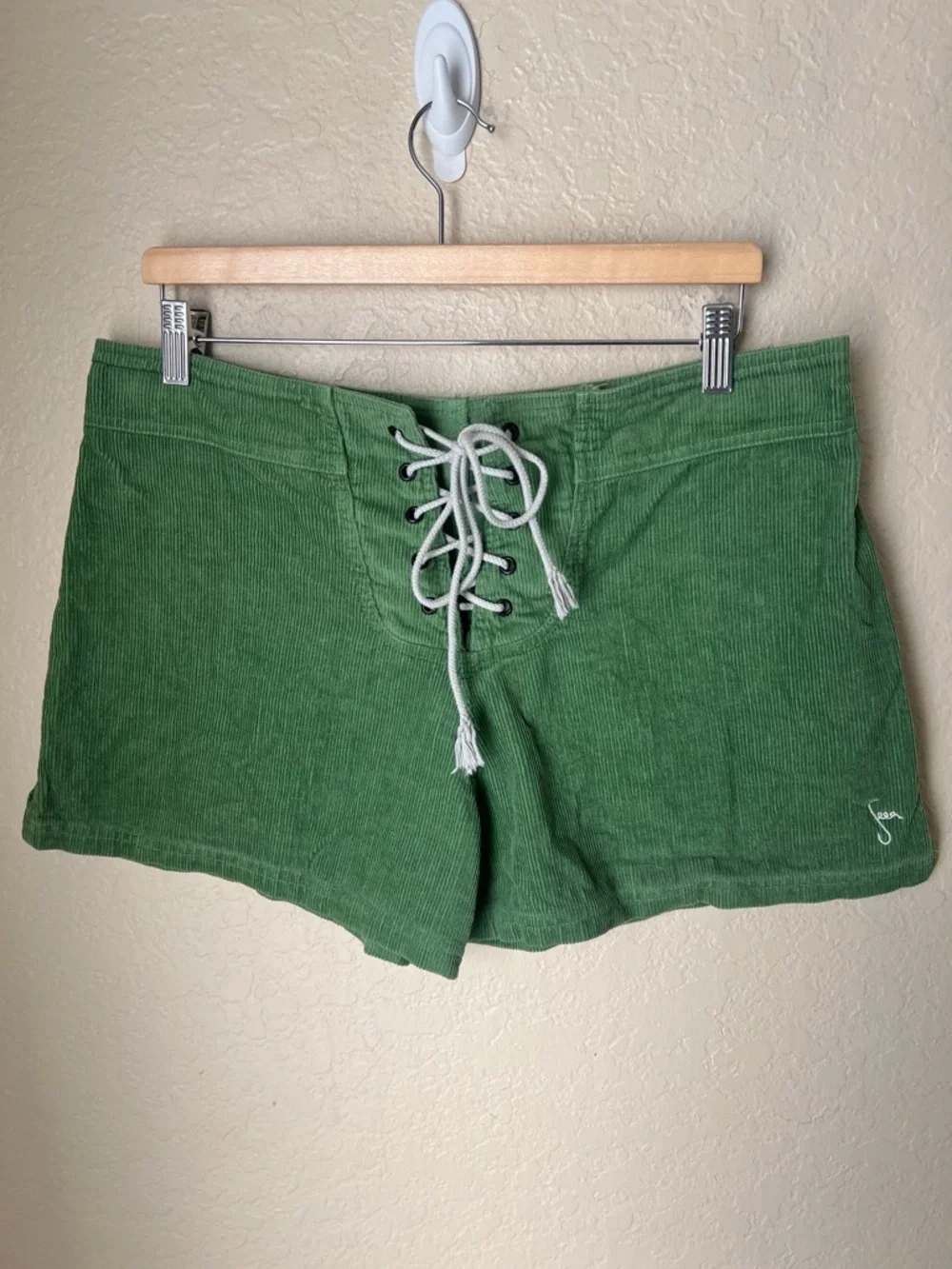 Seea green corduroy Lulu lace up shorts - Picture 2 of 7